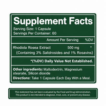 Rhodiola Rosea Supplement - 60 Capsules